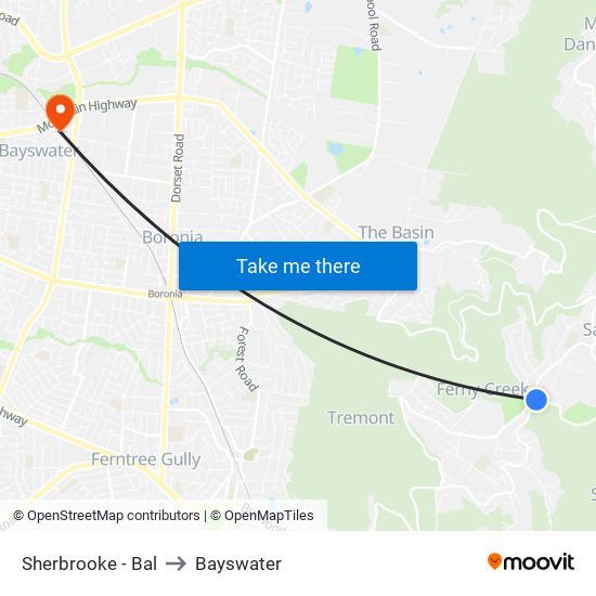 Sherbrooke - Bal to Bayswater map