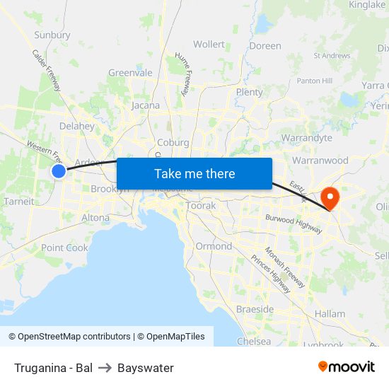 Truganina - Bal to Bayswater map