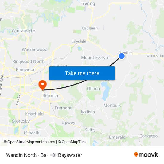 Wandin North - Bal to Bayswater map