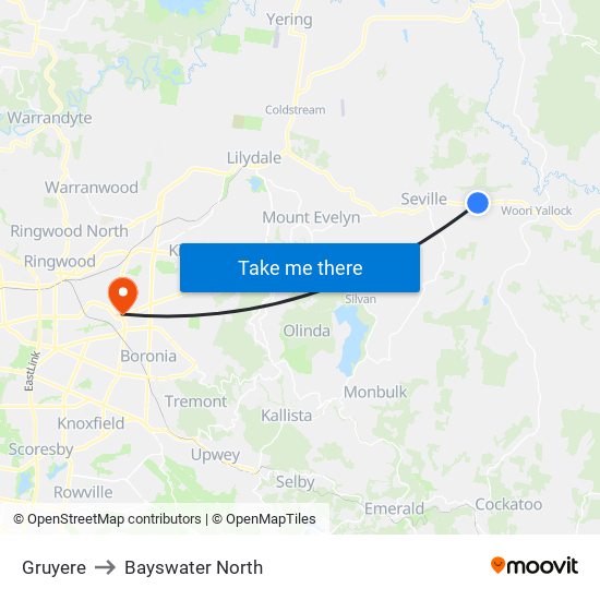 Gruyere to Bayswater North map