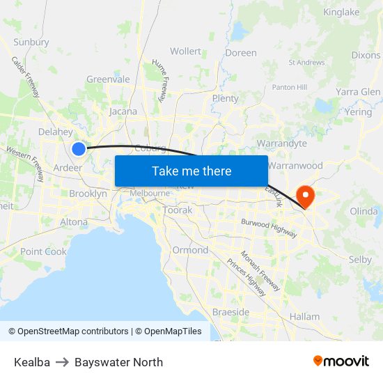 Kealba to Bayswater North map