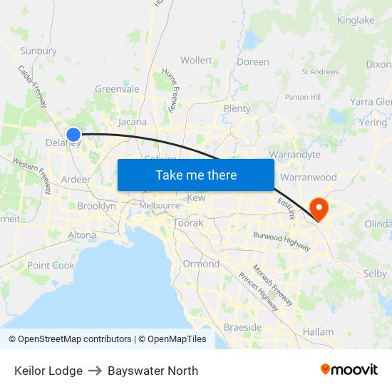 Keilor Lodge to Bayswater North map