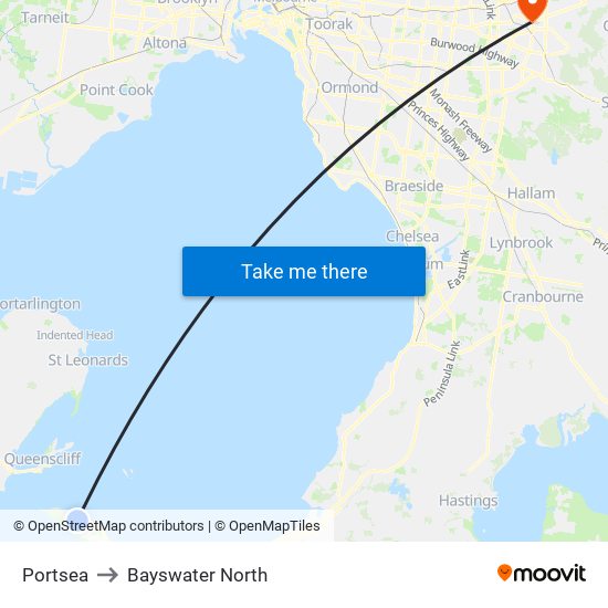 Portsea to Bayswater North map