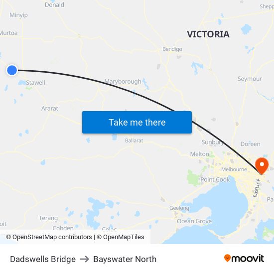 Dadswells Bridge to Bayswater North map