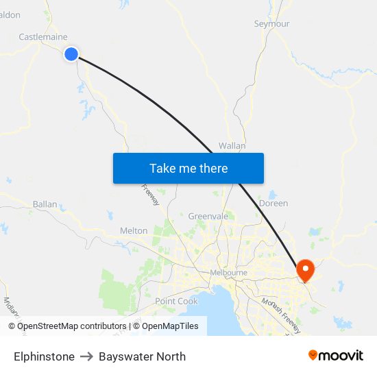 Elphinstone to Bayswater North map