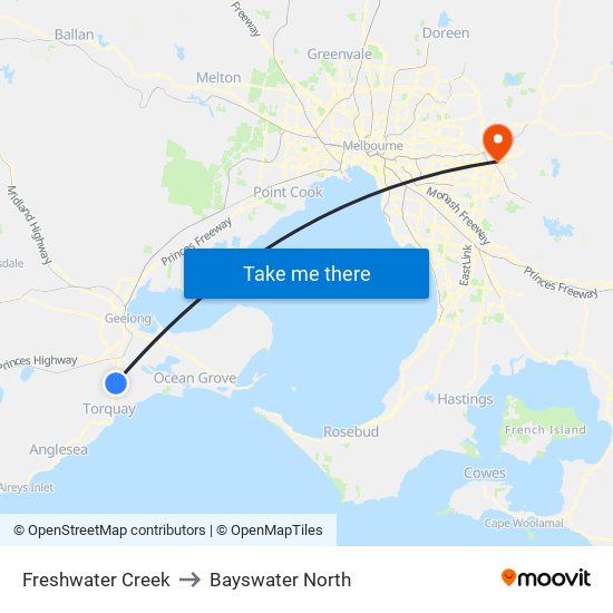Freshwater Creek to Bayswater North map