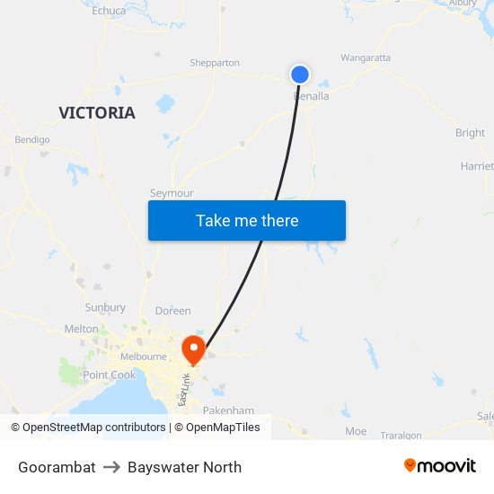 Goorambat to Bayswater North map
