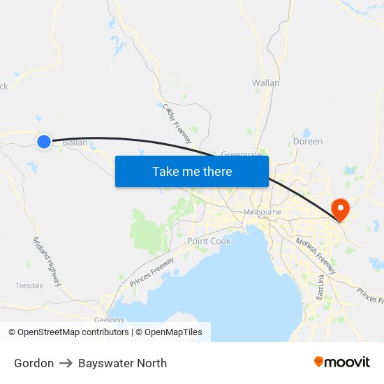 Gordon to Bayswater North map