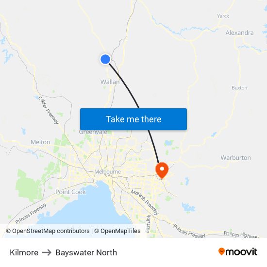 Kilmore to Bayswater North map