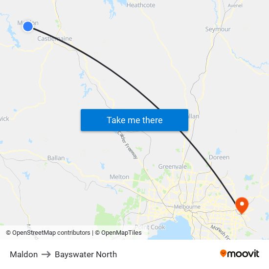 Maldon to Bayswater North map