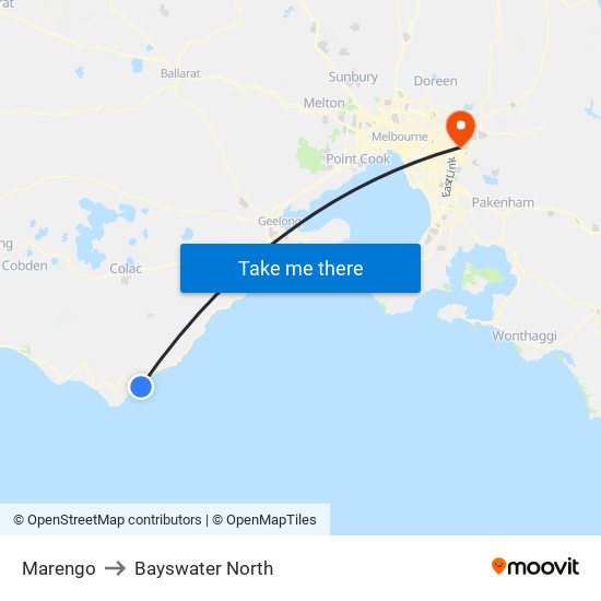 Marengo to Bayswater North map