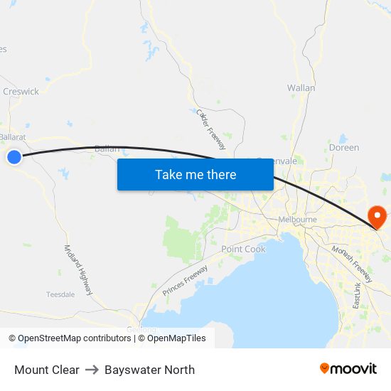 Mount Clear to Bayswater North map