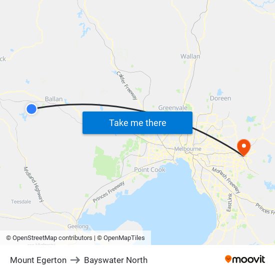 Mount Egerton to Bayswater North map