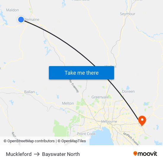 Muckleford to Bayswater North map