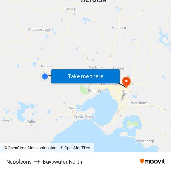 Napoleons to Bayswater North map