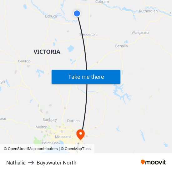 Nathalia to Bayswater North map