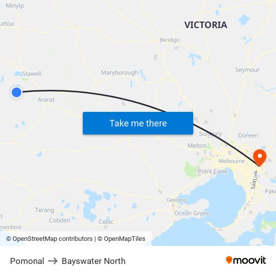 Pomonal to Bayswater North map