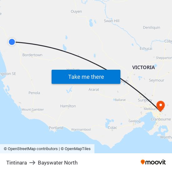 Tintinara to Bayswater North map