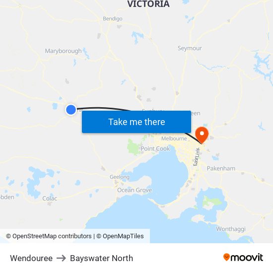 Wendouree to Bayswater North map