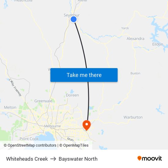 Whiteheads Creek to Bayswater North map