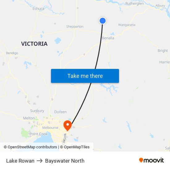 Lake Rowan to Bayswater North map