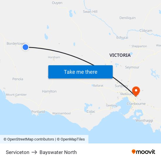 Serviceton to Bayswater North map