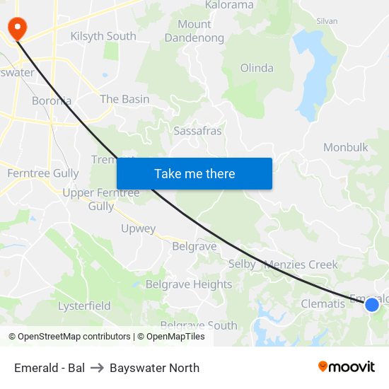 Emerald - Bal to Bayswater North map