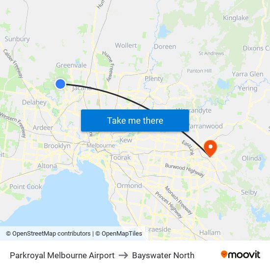 Parkroyal Melbourne Airport to Bayswater North map