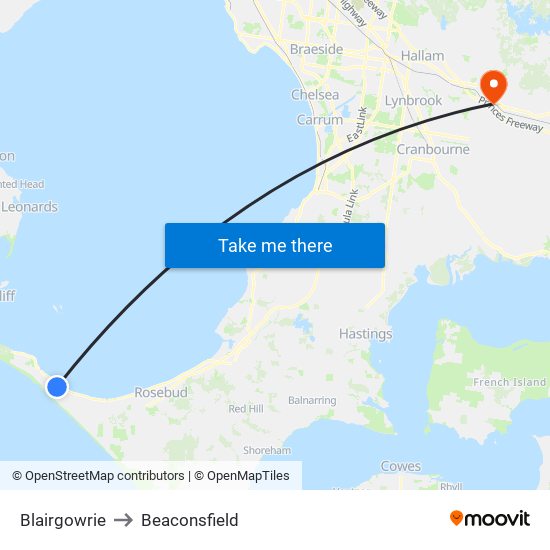 Blairgowrie to Beaconsfield map