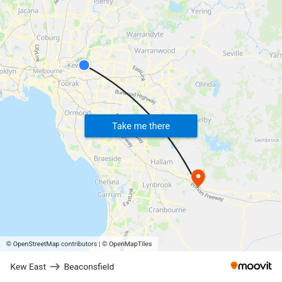 Kew East to Beaconsfield map