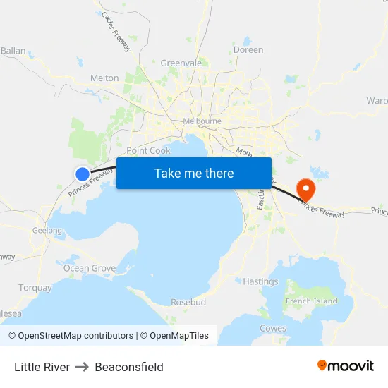 Little River to Beaconsfield map