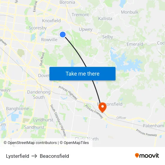 Lysterfield to Beaconsfield map