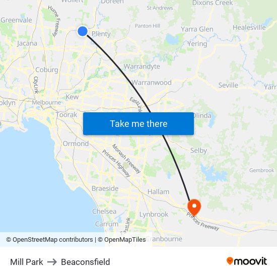 Mill Park to Beaconsfield map