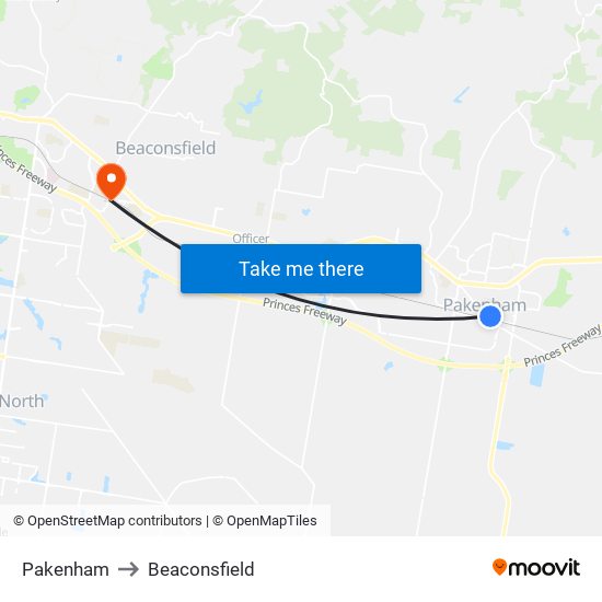 Pakenham to Beaconsfield map