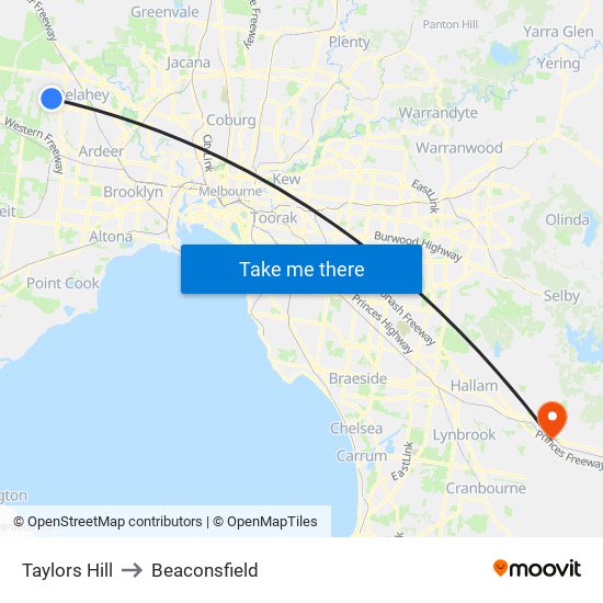 Taylors Hill to Beaconsfield map