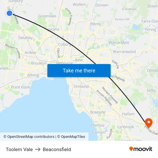 Toolern Vale to Beaconsfield map