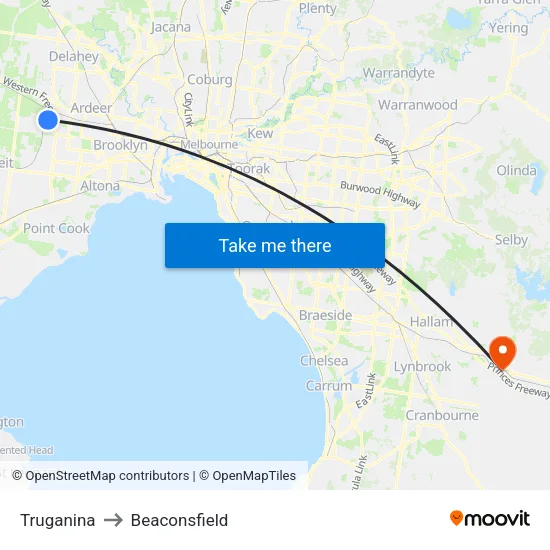 Truganina to Beaconsfield map
