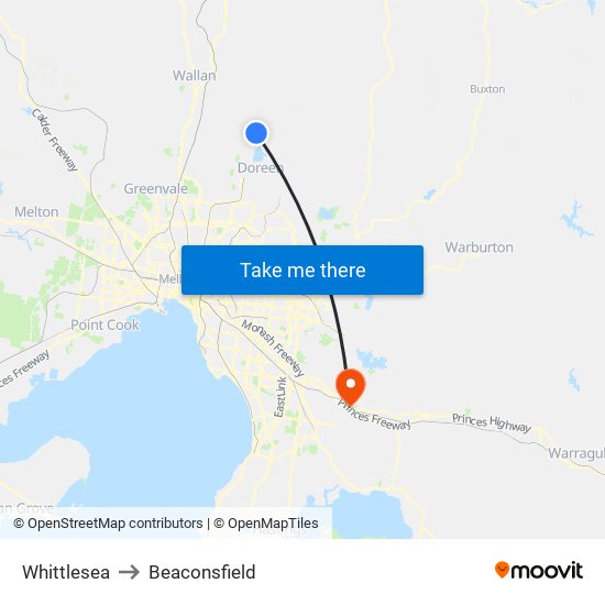 Whittlesea to Beaconsfield map