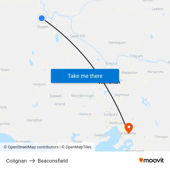 Colignan to Beaconsfield map