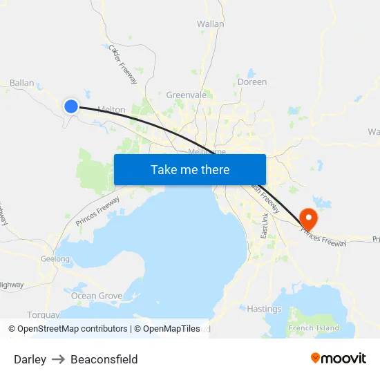 Darley to Beaconsfield map