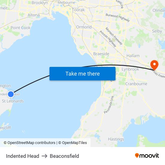 Indented Head to Beaconsfield map