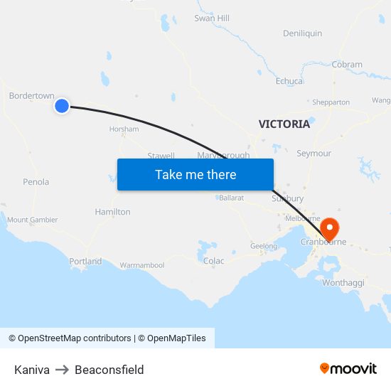 Kaniva to Beaconsfield map