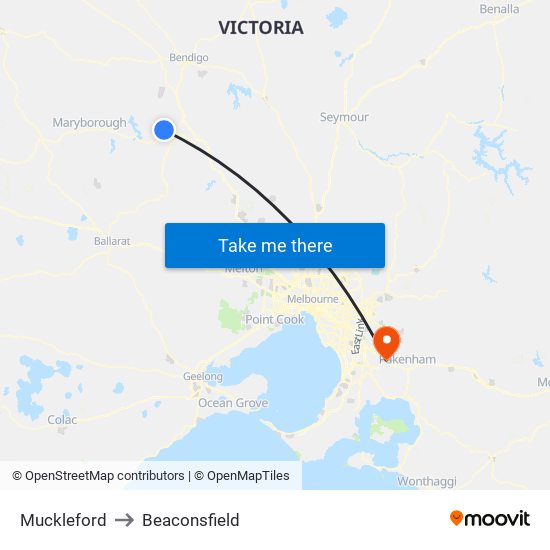 Muckleford to Beaconsfield map