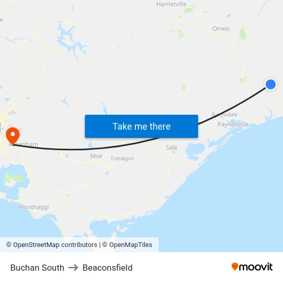 Buchan South to Beaconsfield map