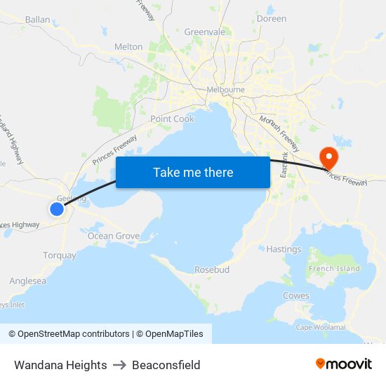 Wandana Heights to Beaconsfield map