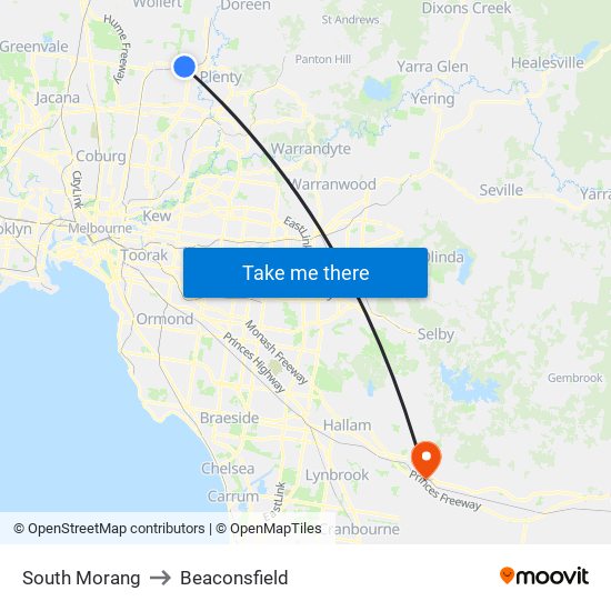 South Morang to Beaconsfield map