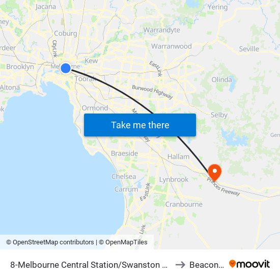 8-Melbourne Central Station/Swanston St (Melbourne City) to Beaconsfield map