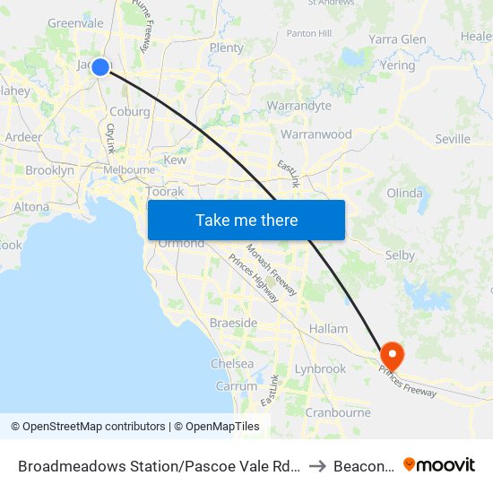Broadmeadows Station/Pascoe Vale Rd (Broadmeadows) to Beaconsfield map