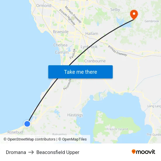 Dromana to Beaconsfield Upper map