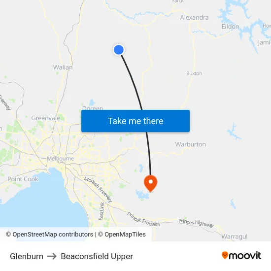 Glenburn to Beaconsfield Upper map